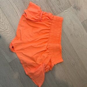 High Waist Orange Athletic Shorts